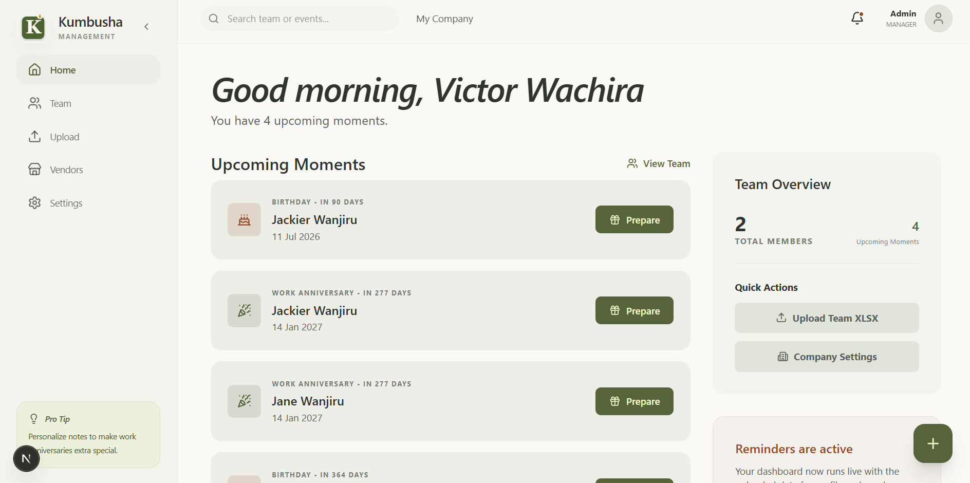 Kumbusha milestone workflow concept graphic